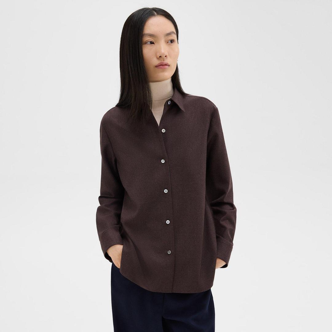 Sleek Flannel Straight Shirt | Theory