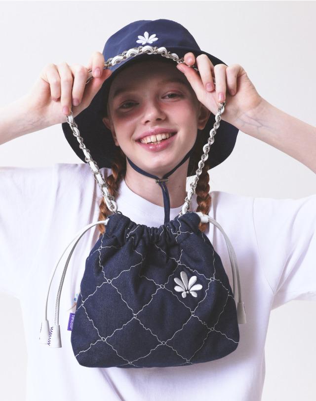 [POPPY] 데님 퀼팅 체인 미니 크로스백