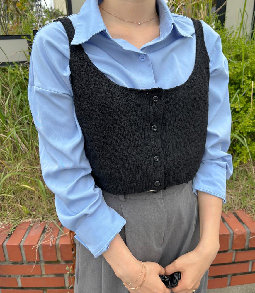 [무배] 린넨 크롭 끈 뷔스티에 (3color)