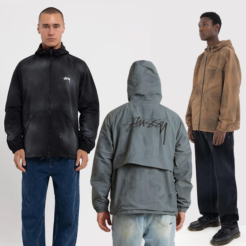 스투시 웨이브 다이 비치 쉘 자켓 탄 그레이 블랙 테슬론 바람막이