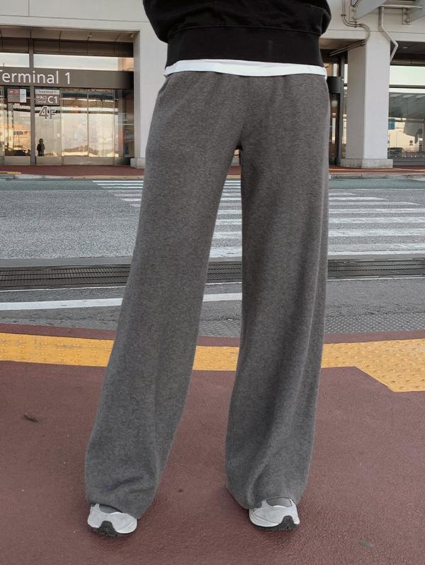 슬로우앤드 [단독]  커버핏 와이드 도톰니트팬츠 - 4 color