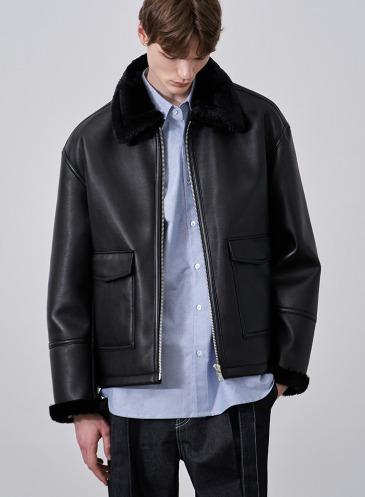 OVERSIZE DOUBLE POCKET MUSTANG JACKET [BLACK]