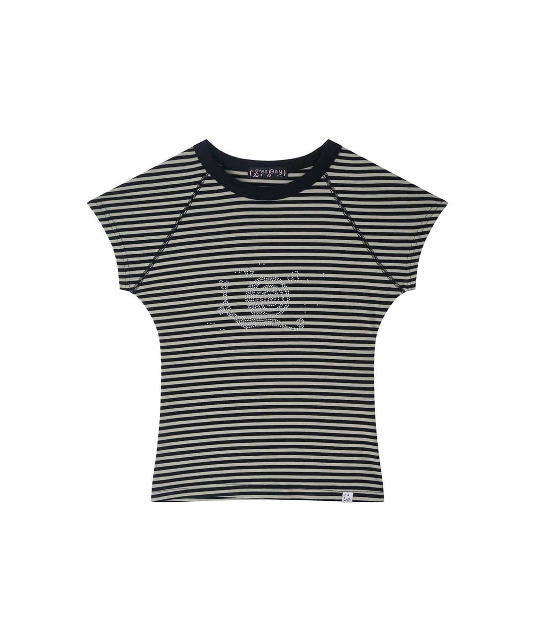 PRECIOUS SLOW SNAIL T - SHIRT - BLACK STRIPED
