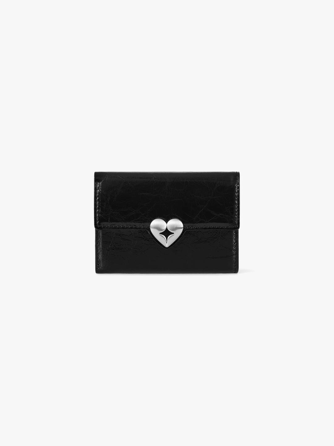 HEARTY FLAP WALLET - BLACK
