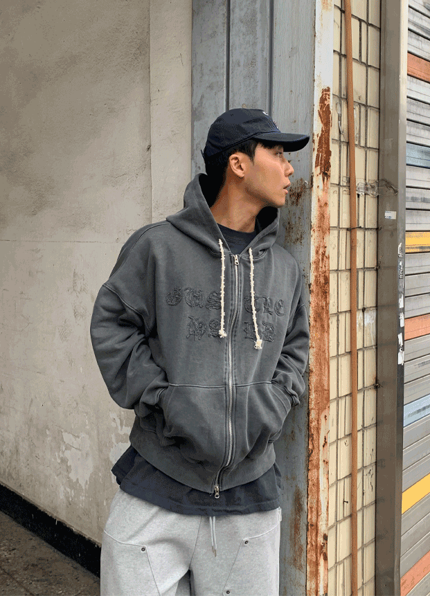 ancient dying hood zip-up (2C)