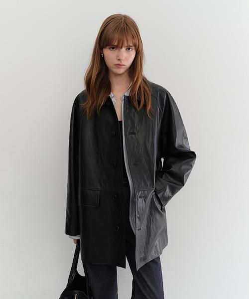 UNISEX LILY ALTER-LEATHER HALF JACKET_UDJA5C102_BLACK