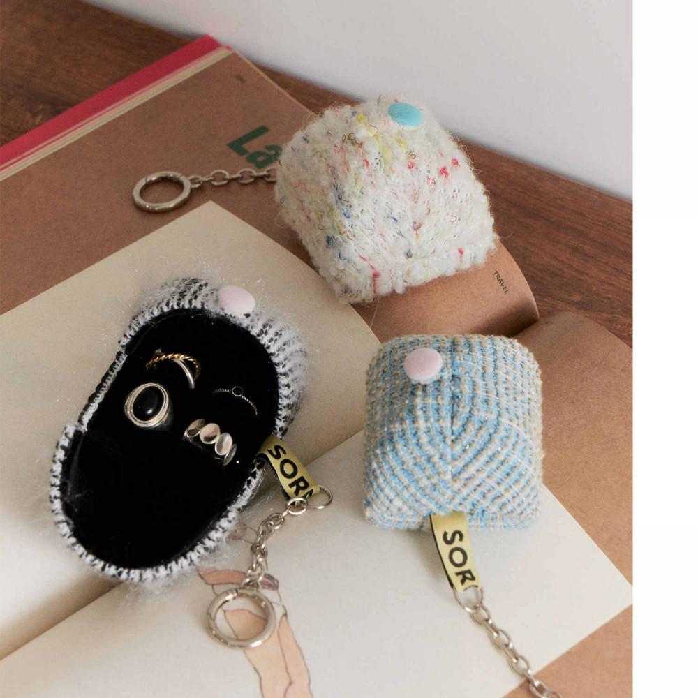 케이크 보석함 휴대용 AirPods 이어폰 케이스 수납함 키링 가방고리