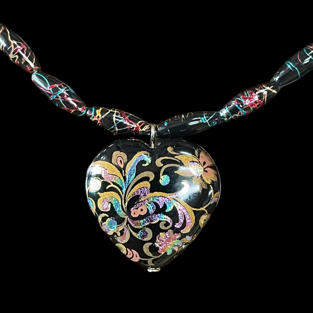 秀 necklace(블랙하트초커비즈목걸이)