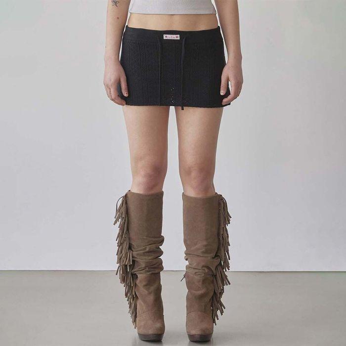 Eyelet Knit Skort Black