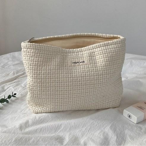 에브리테일 니트 짜임 사각 지퍼 파우치 휴대용 빅사이즈 화장품 파우치 - 파우치 | 쿠팡