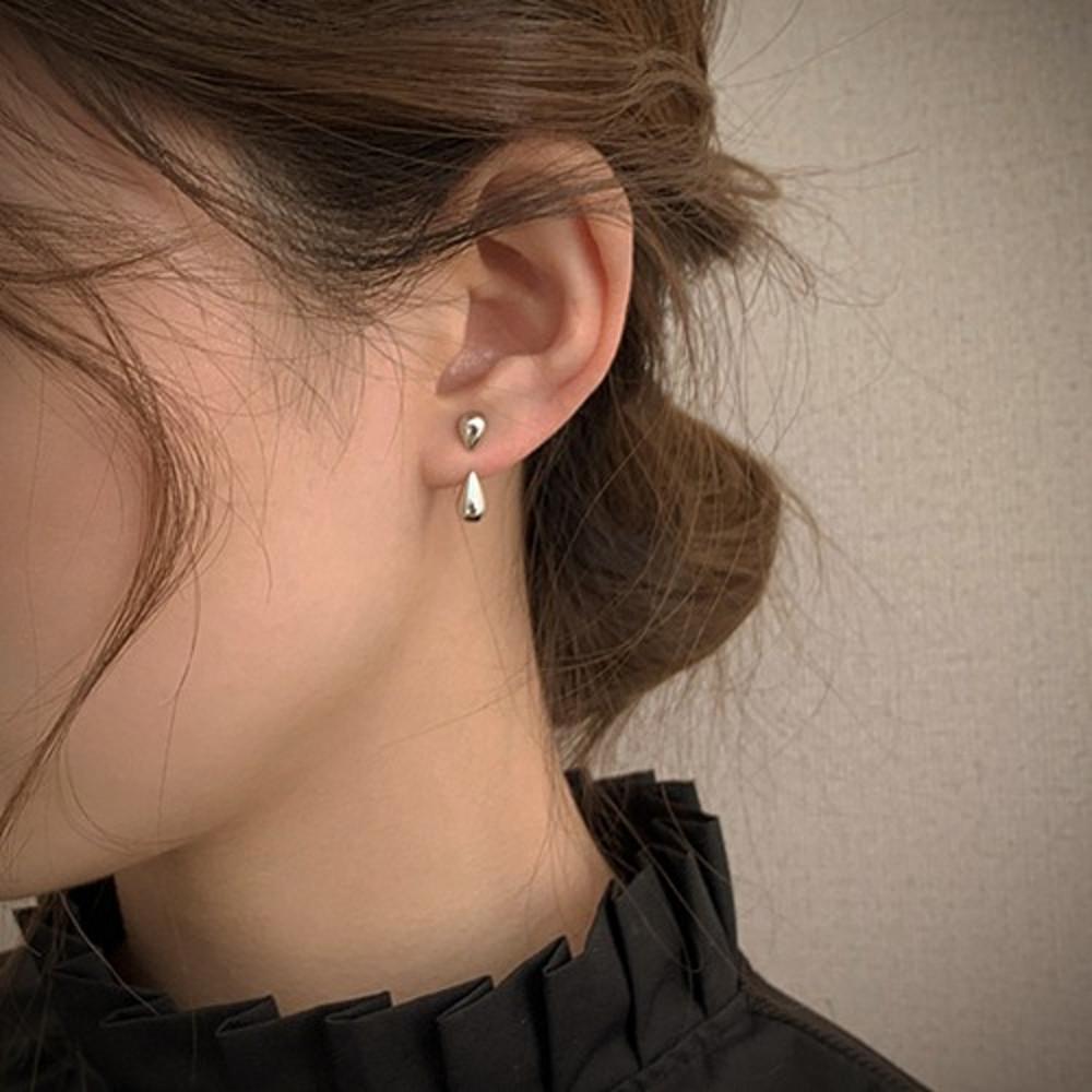볼드물방울드롭귀걸이 투웨이길이조절 은침이어링 1color