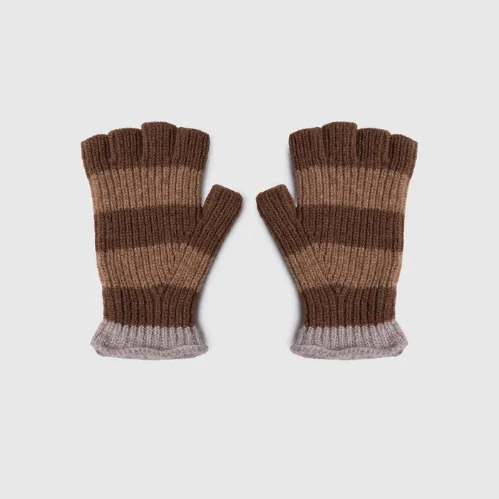 Striped No Fingers Ribbed Gloves (package of 4) Wood