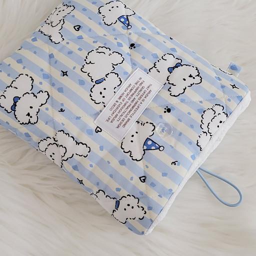 퍼피 블루 스트라이프 퀼팅 누빔 이북리더기 파우치