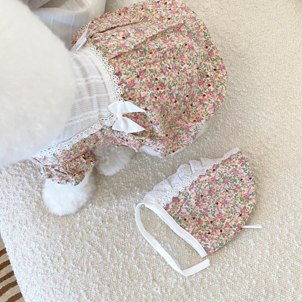 [펫피크닉] 스프링 봉봉 블라우스 S (모자 세트)