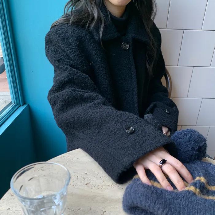 [4th] alpaca wool half coat_navy