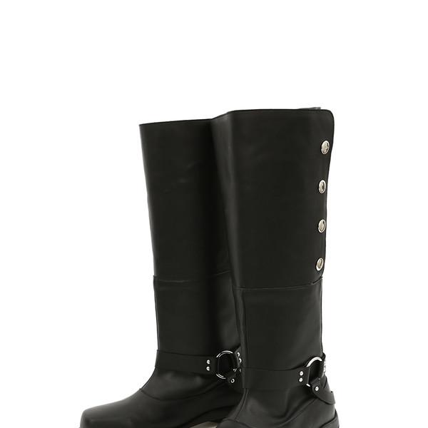 FOLD-OVER LEATHER BOOTS (BLACK)