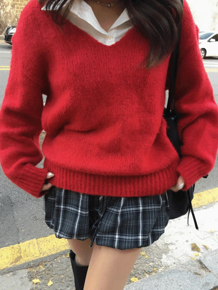 brush yeori leaan v-neck knit