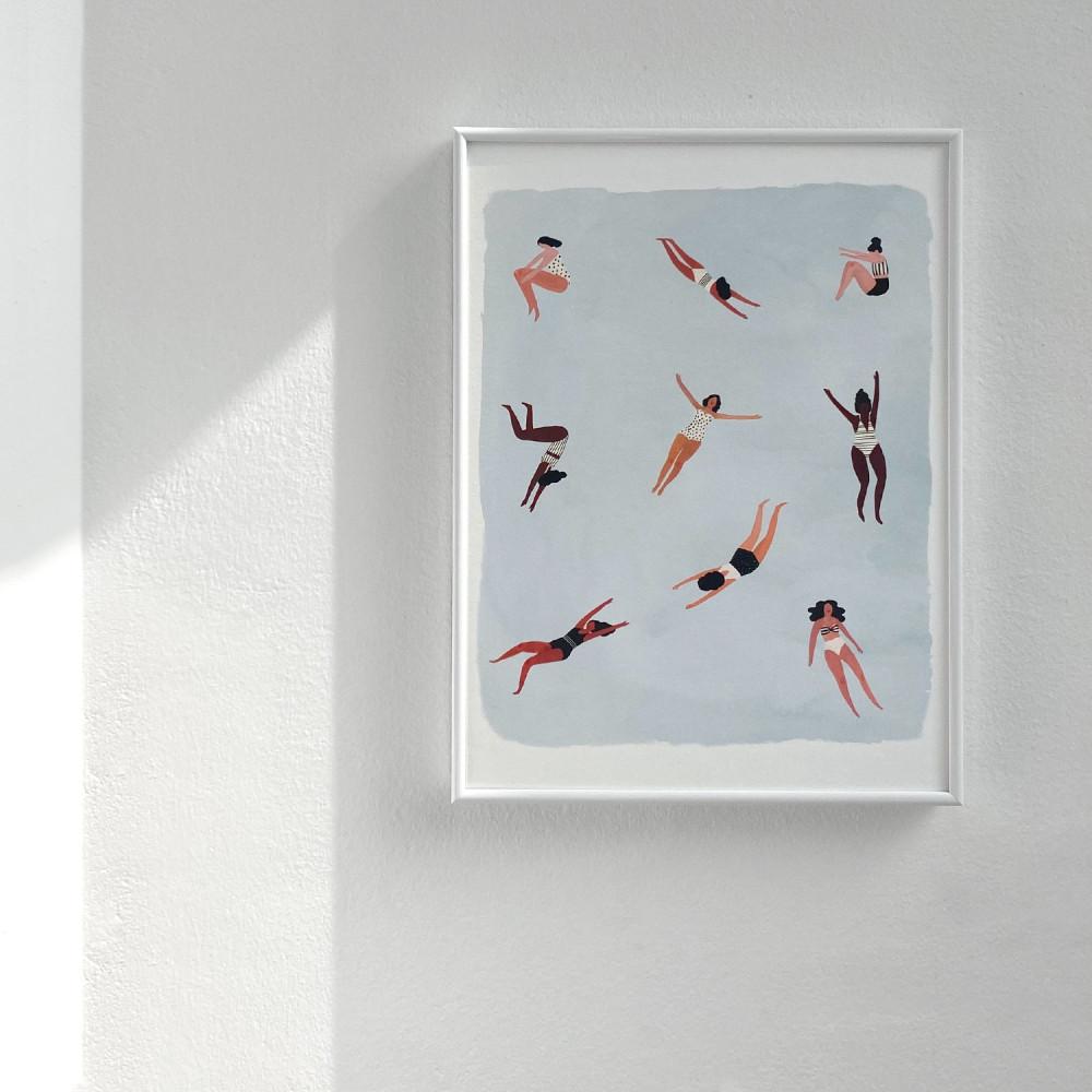 아트멘터리 Minnows I 수영 파랑 바다 여름 일러스트 인테리어 액자