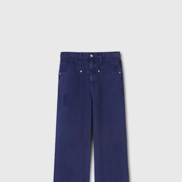 OVERDYE FRONT YOKE DENIM PANTS FRENCH BLUE