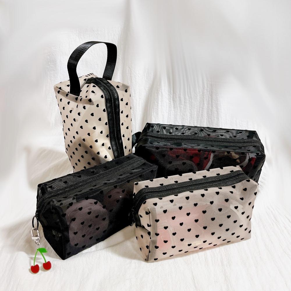 파우치 매쉬 하트 핸들 수영 여행용 가방 화장품파우치