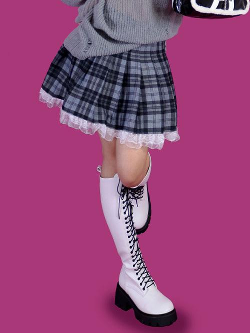 mimi lace check skirt (속바지)