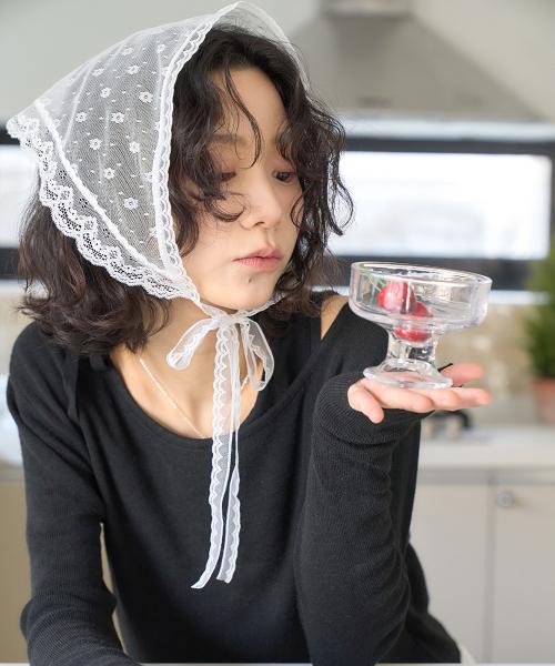 플로럴 레이스 스카프 [화이트]