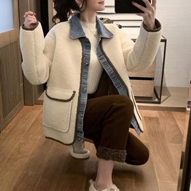 [OT-b698] 데님 레이어 자켓 -(TIME SALE 30%) 주문대폭주♥ 데님과 양털 자켓의 레이어링!하나만으로도 따뜻하고 멋스러워요!