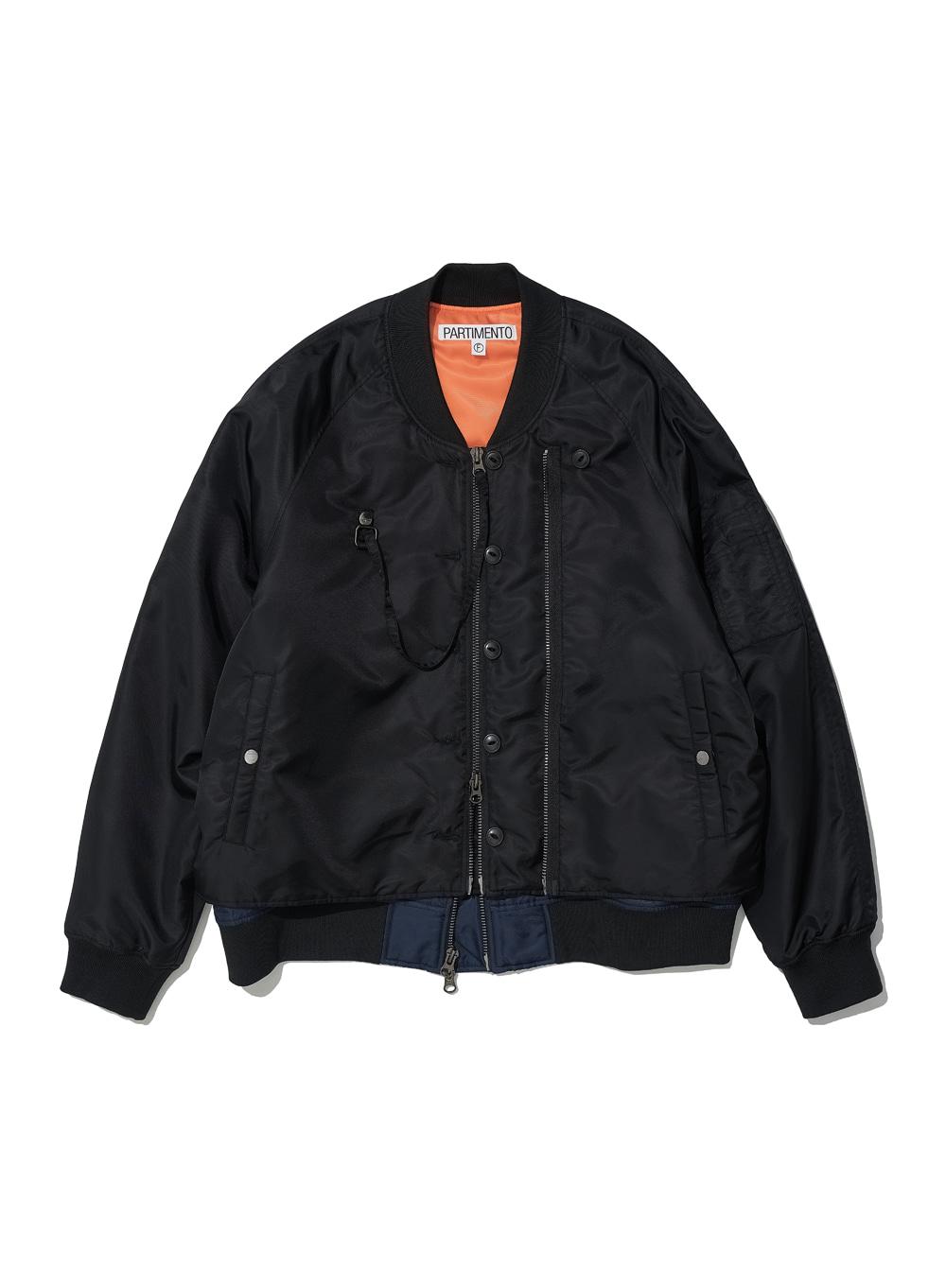 [WOMEN] DETACHABLE LAYERED MA-1 BOMBER JACKET_BLACK