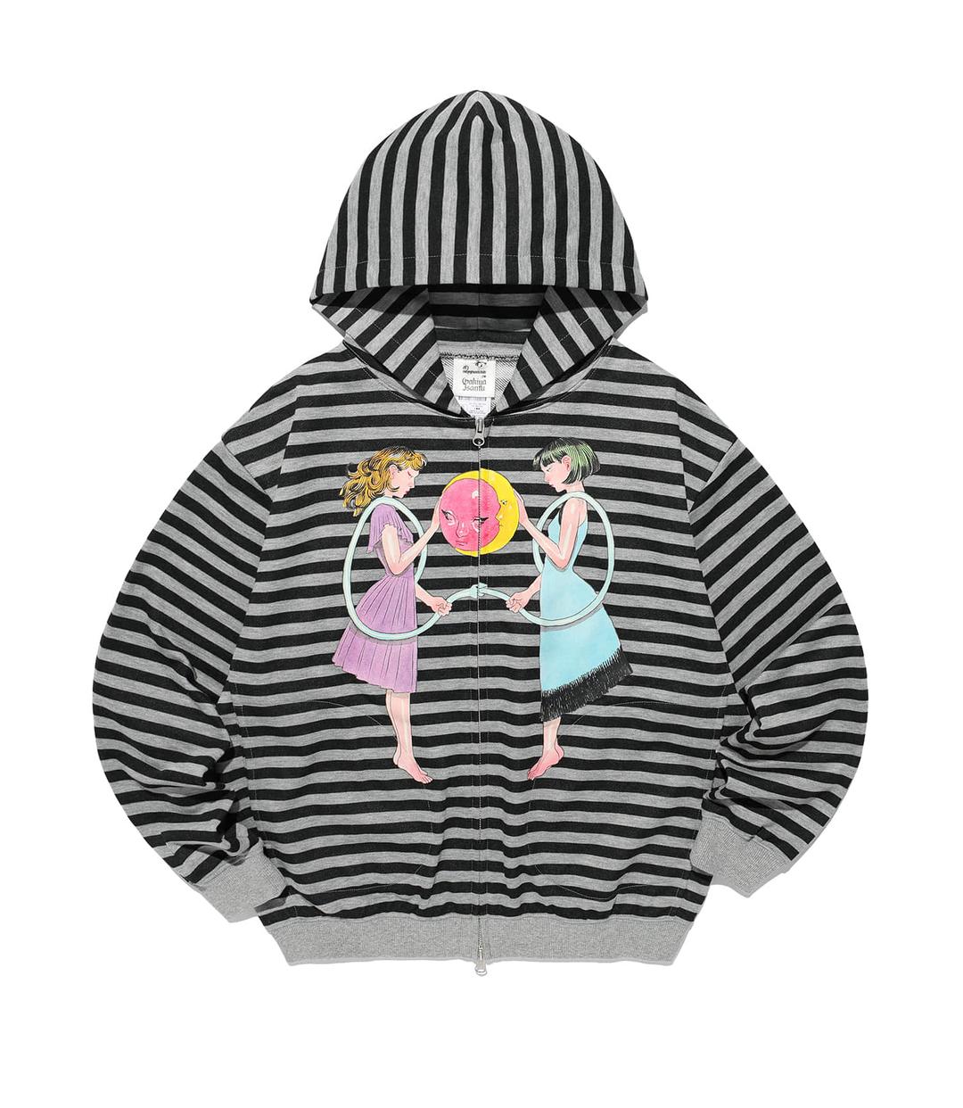 gakiya isamu stripe hoodie zip up[grey]