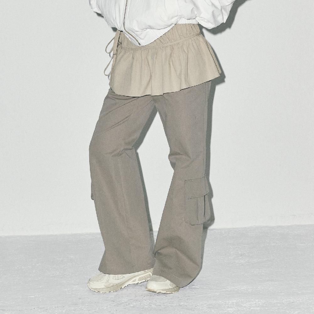 Multi-cargo bootcut pants LIGHT GRAY