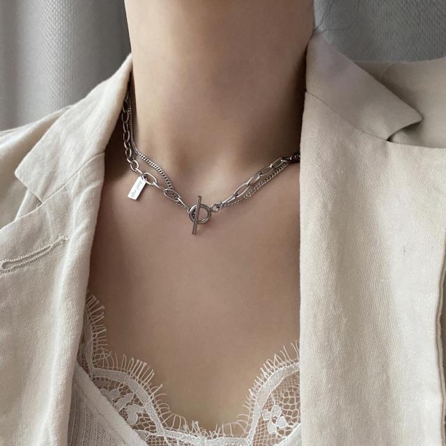아세르로조 데일리 베스트 힙템! c silver 써지컬 두줄 체인 볼드 토글바 목걸이