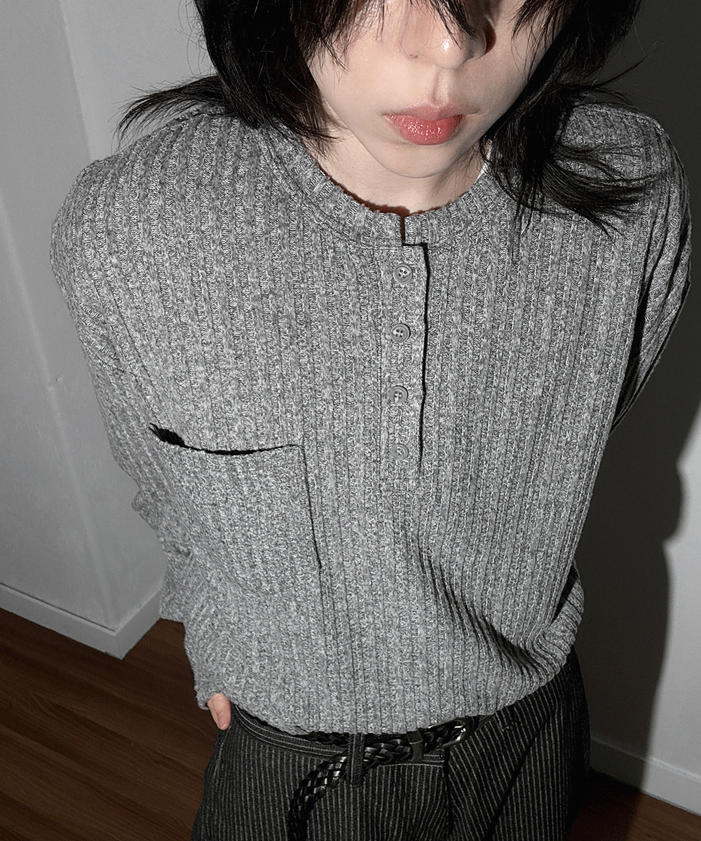 [UNISEX] 웨스턴 헨리넥 기모 골지 긴팔티 (4 Color)