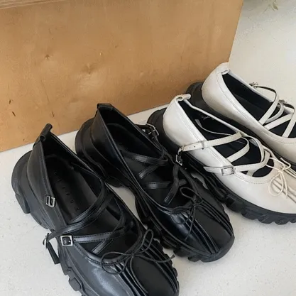 [미닝/무배] 레더 리본 스트랩 샌들 슈즈 _ 2color