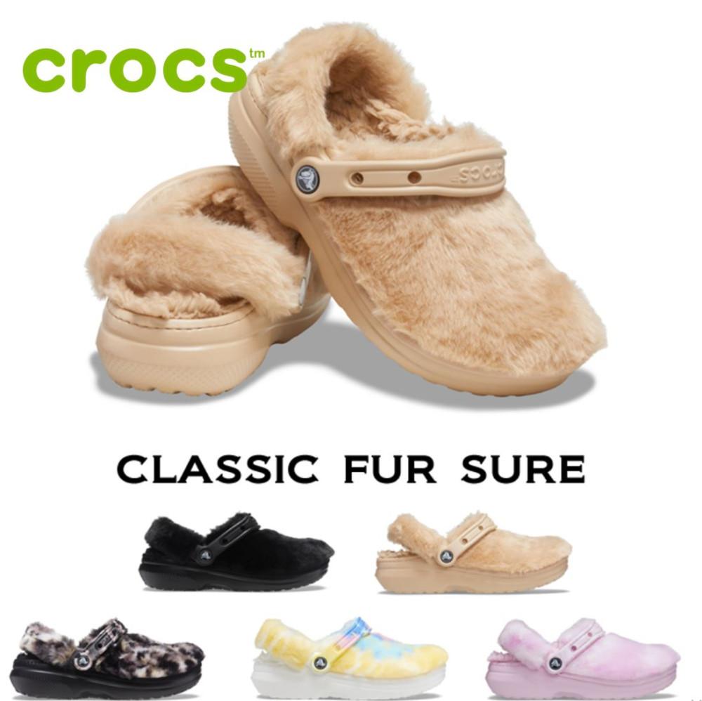 크록스 클래식 퍼슈어 털 슬리퍼