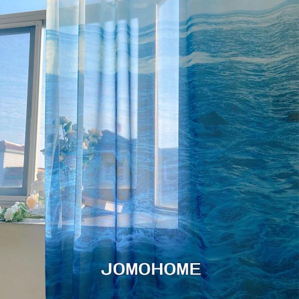 바다 쉬폰 커튼 대형패브릭포스터 가리개천 가림막천 벽꾸미기 자연 풍경 하늘