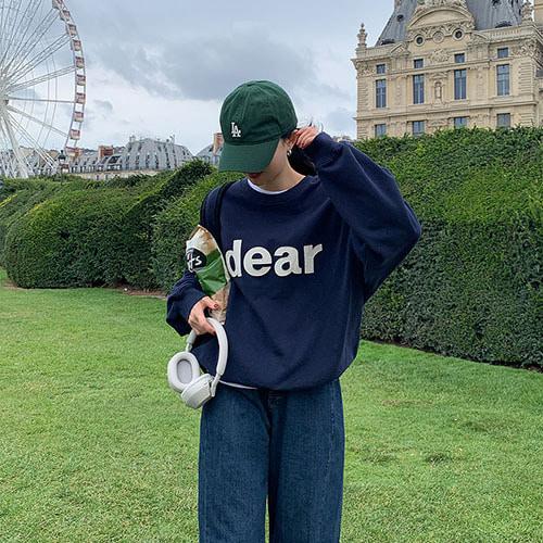 디어먼트  🌸[직진배송/2천장돌파][MNLB] 디어 루즈핏 레터링 코튼 맨투맨