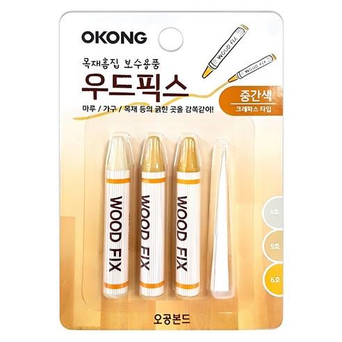 오공 우드픽스 중간색 목재흠집보수용품, 1세트 - 우드필러/스틱 | 쿠팡
