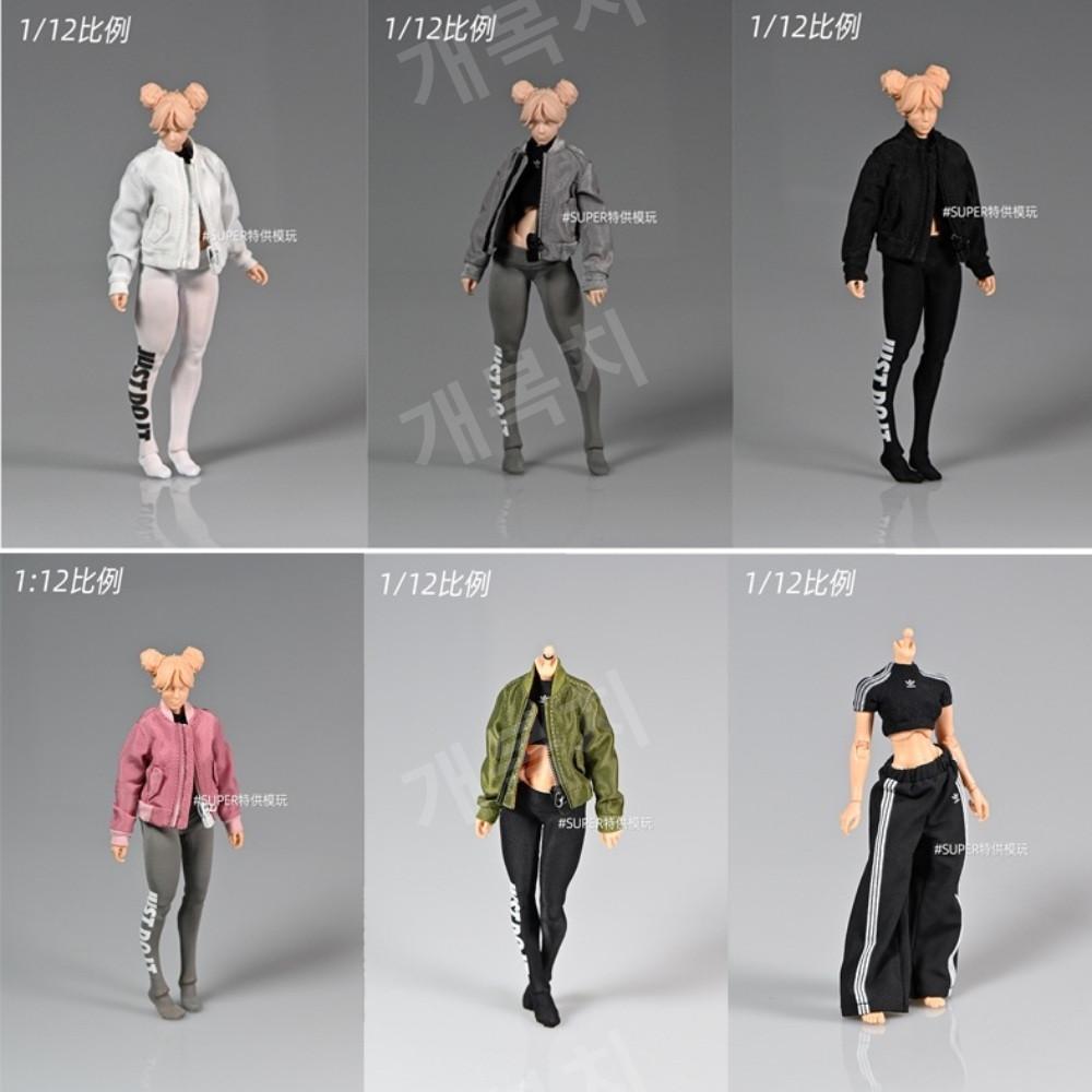 1:12 인형 6인치 여성 재킷 코트 바지 의류  Romankey