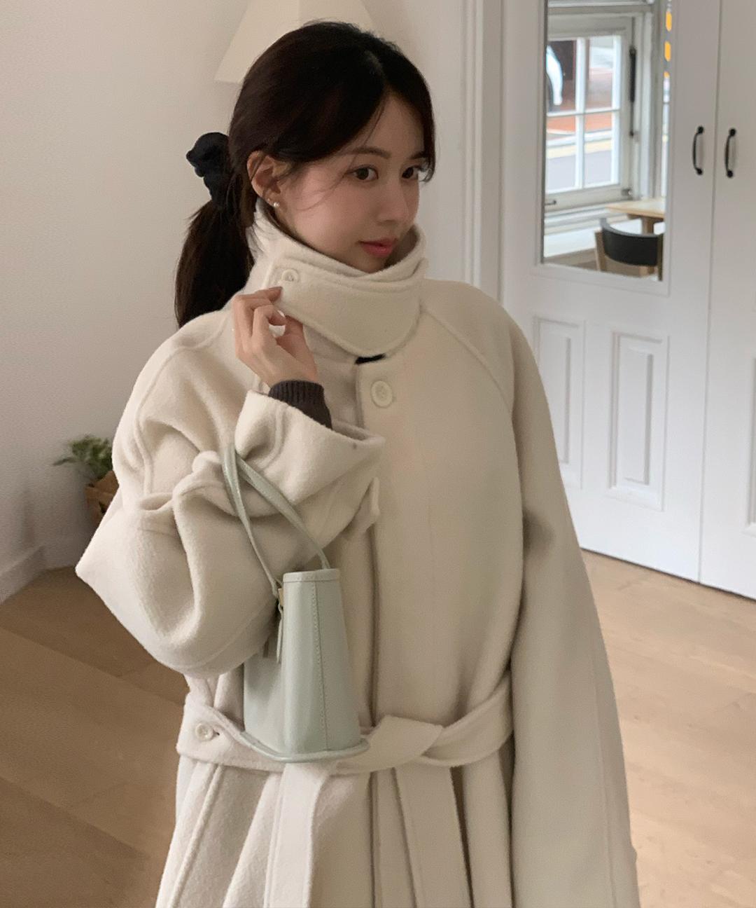 하네 [주미니 PICK][11/4 예약발송][지그재그 단독] 파운드 울 하프 트렌치 코트_Cream