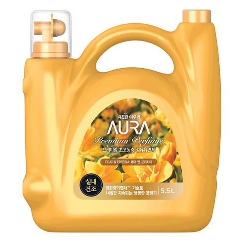 AURA 프리미엄 초고농축 섬유유연제 페어 앤 프리지아 본품, 5.5L, 1개 - 액체섬유유연제 | 쿠팡