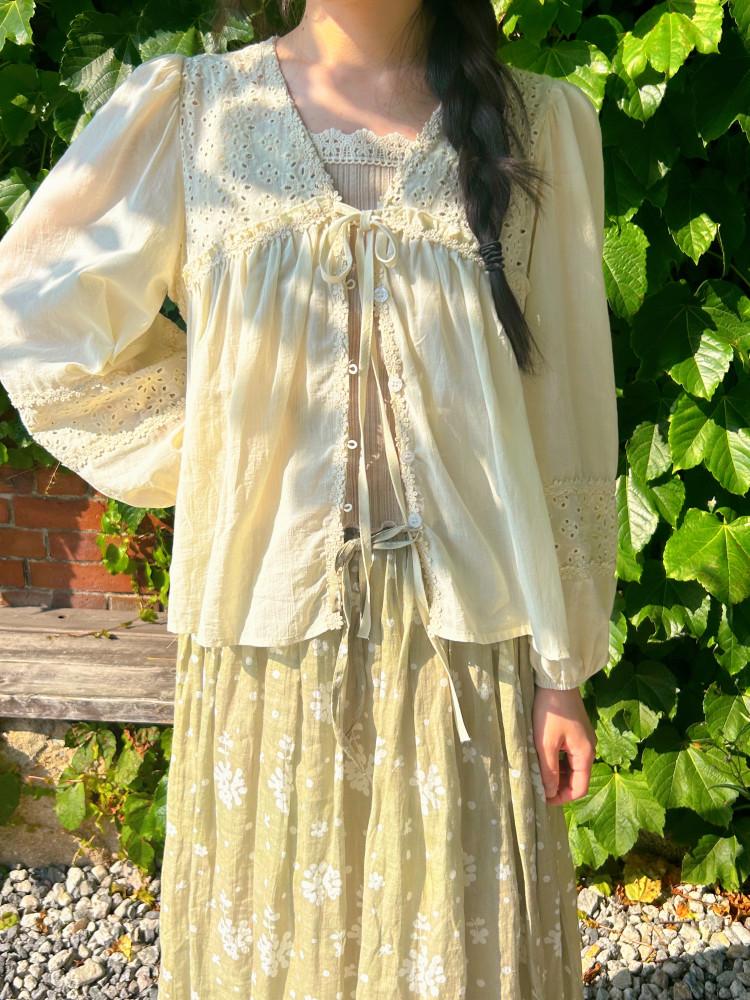 치요 펀칭 가디건 블라우스 모리걸 아오이유우 하구미 스즈코