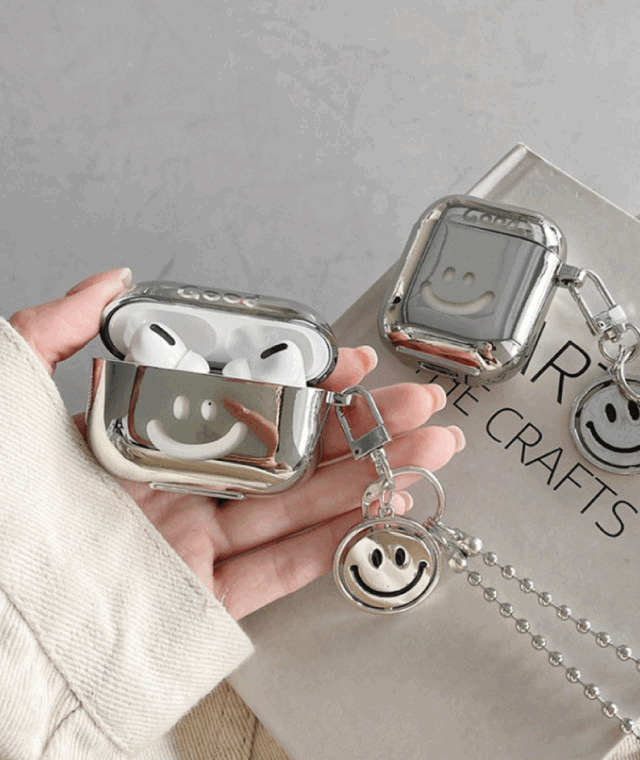 거울 에어팟케이스 버즈케이스 버즈 버즈2 라이브 2세대 프로 3세대 투명 실리콘 커플 키링 프로2 버즈2케이스 라이브케이스 3세대 힙한 y2k 미러 귀여운 감성 케이스 실버 여름