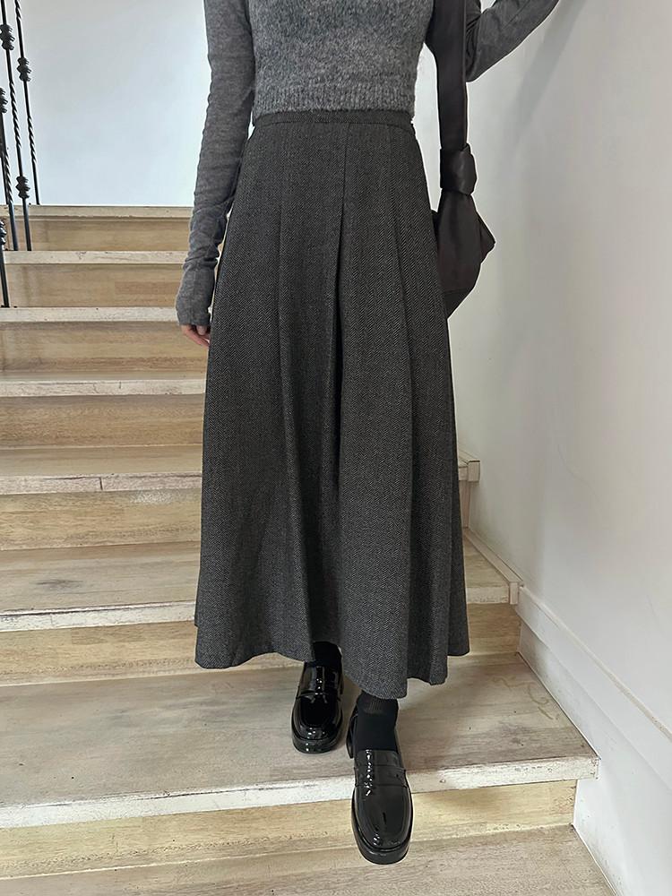 [룸룸] 헤링본 플리츠 스커트 (2color)