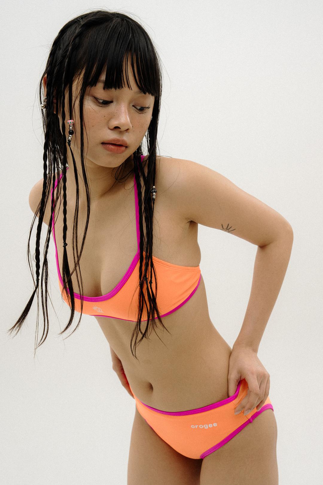 COLOR BLOCK STRAP BIKINI SET_ORANGE