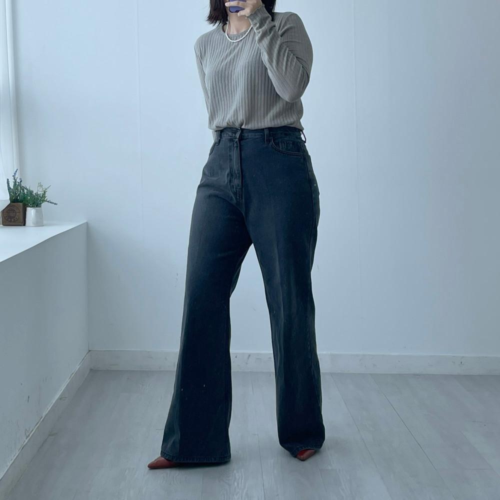 [S-3XL] 린지데님pt (빅사이즈 하비 청바지 논스판 부츠컷 흑청 데님 팬츠)