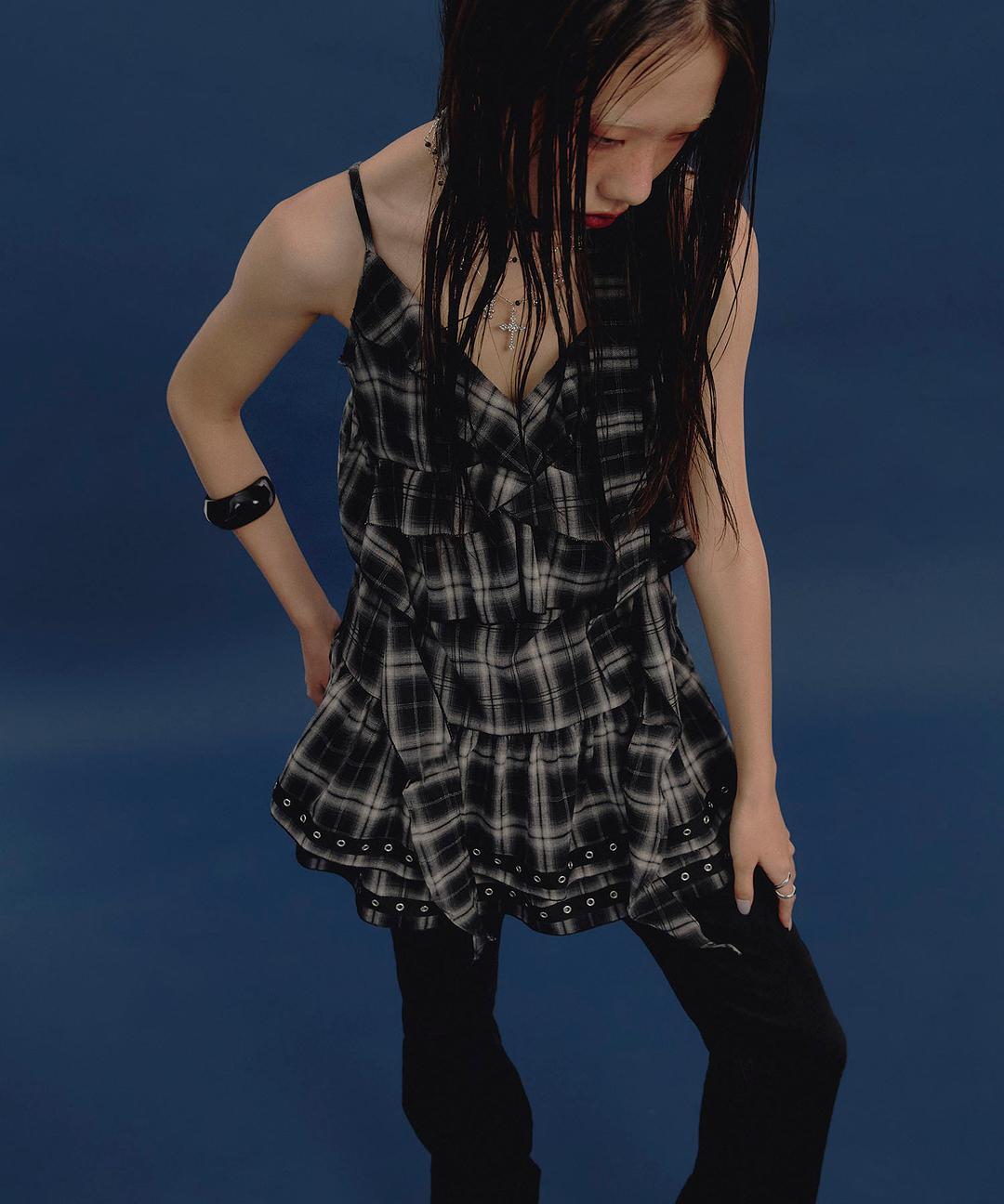 7/3 예약배송 Tiered Eyelet Ruffle Dress (CHECK)