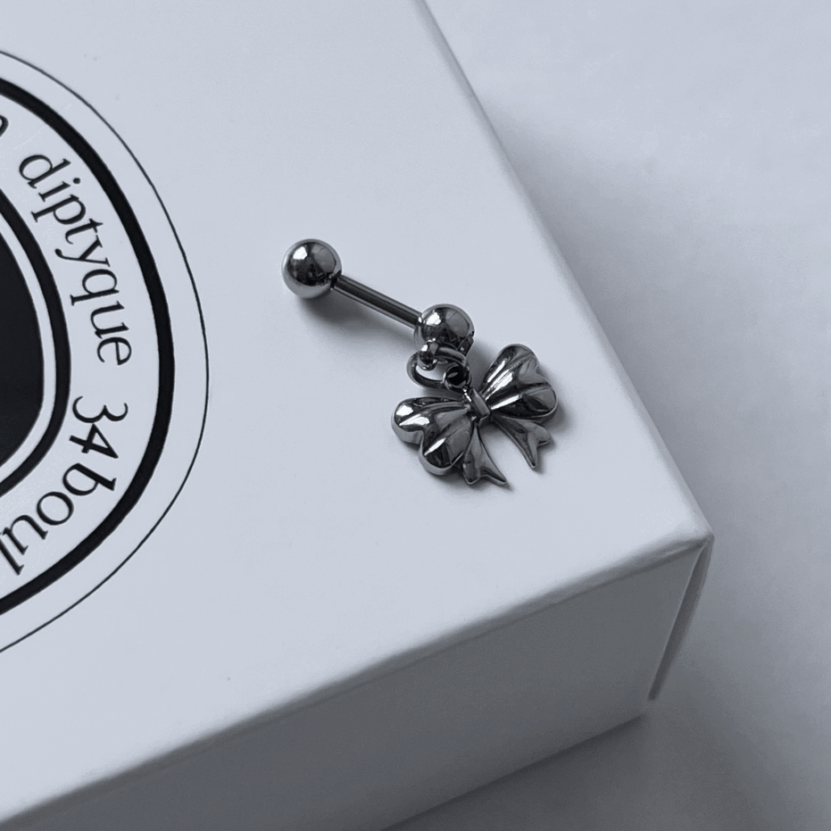 [써지컬] 발레코어 키치 리본 써지컬 펜던트 큐빅 볼 피어싱