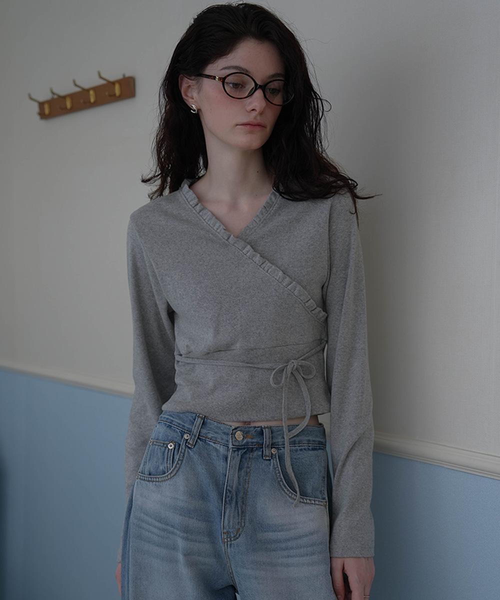 드헤베 Wrap Frill Long Sleeve [3color]
