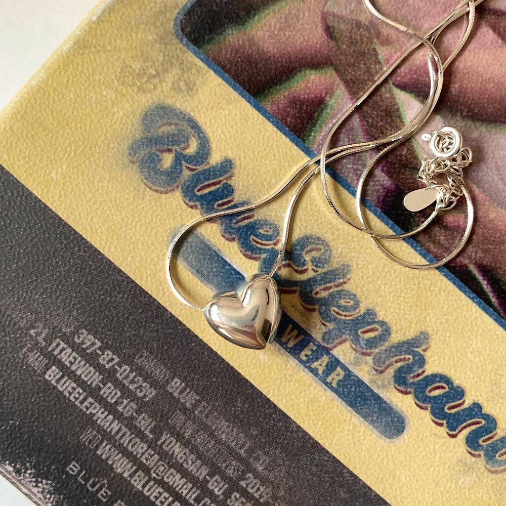 실버925 하트뱀줄은목걸이 스네이크체인 통통하트목걸이