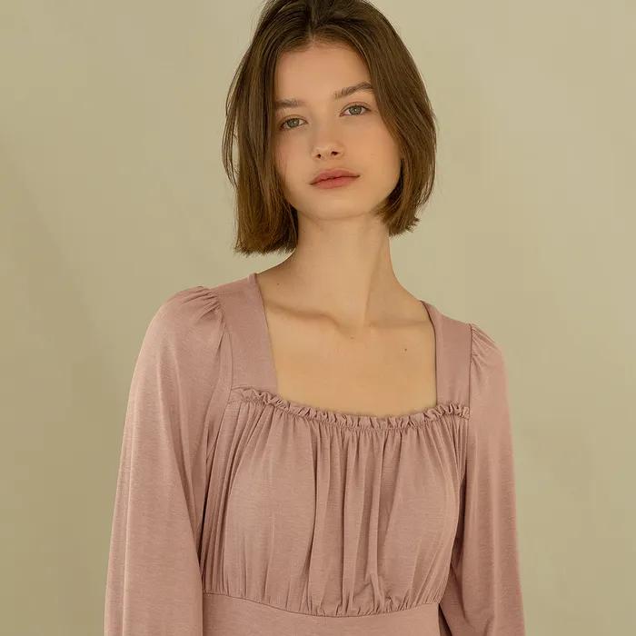 스퀘어 프릴 드레스 - 모브핑크